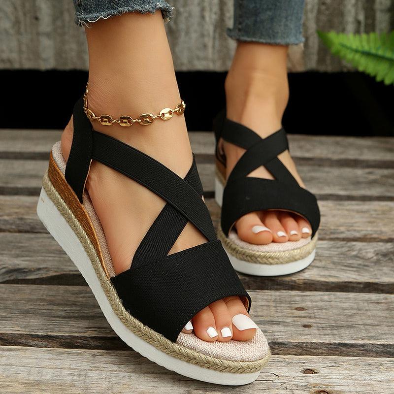 Wedge Sandals For Women Cross-strap Platform Gladiator Summer-shoes-Bennys Beauty World