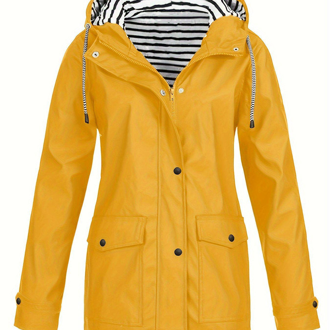 Cozy Lined Striped Zip Up Hooded Jacket-Jacket-Bennys Beauty World