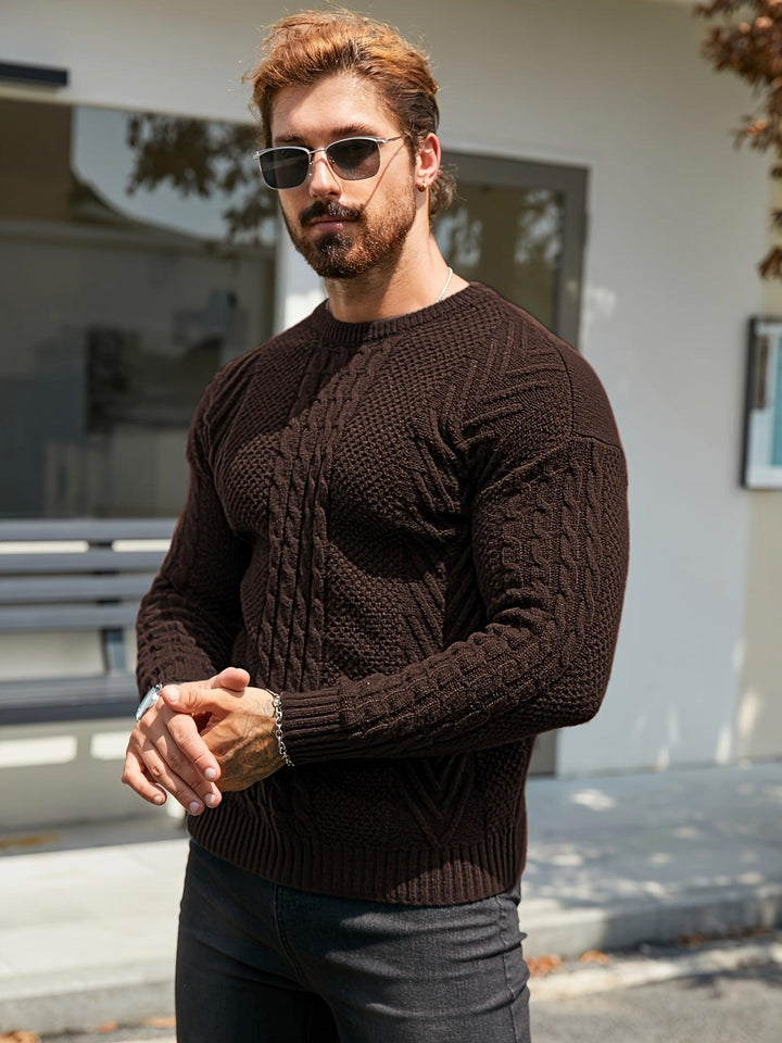 Men's Warm Casual Sweater Fashion Knit Crew Neck Pullover
