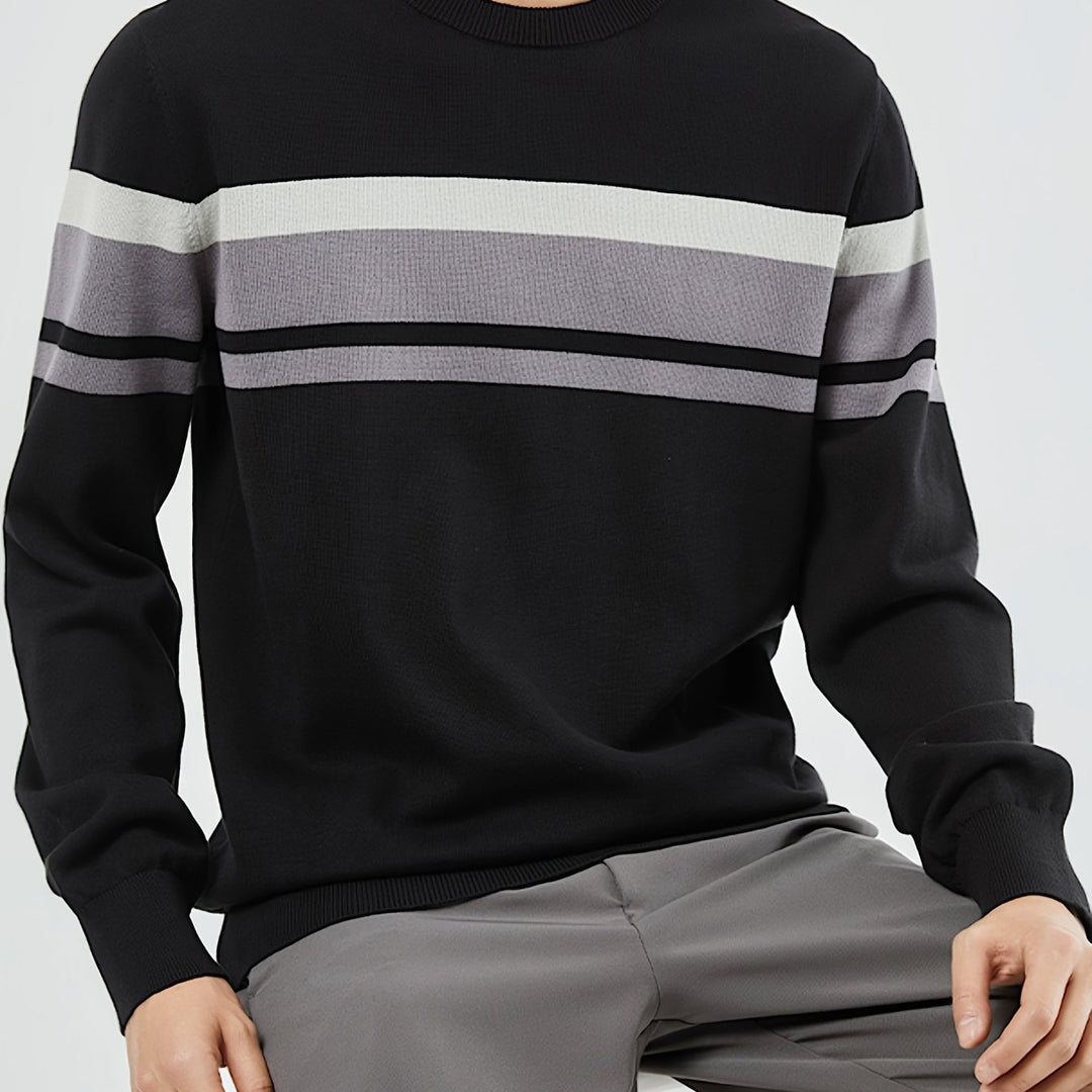 Men's Striped Knitted Pullover Sweater-Sweater-Bennys Beauty World