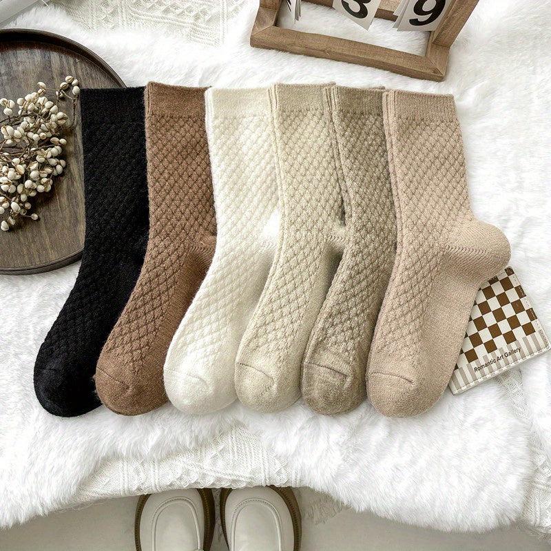 6 Pairs Warm Waffle Socks-Bennys Beauty World