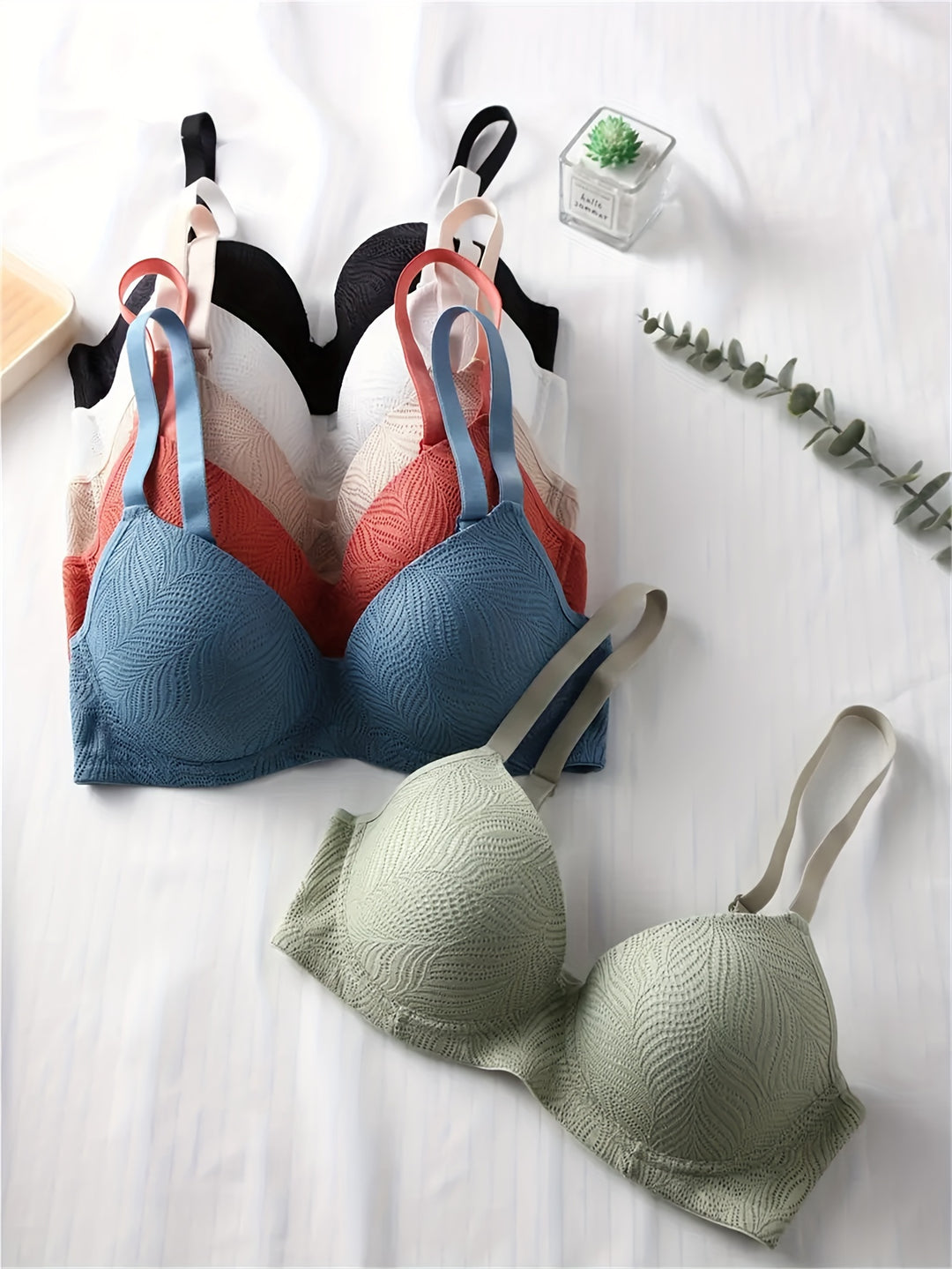 6-Pack Mature Style Solid Color Push Up Bras