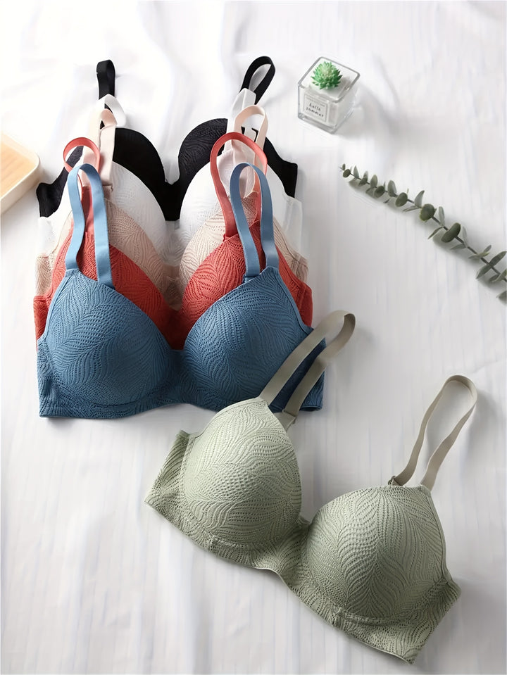 6-Pack Mature Style Solid Color Push Up Bras