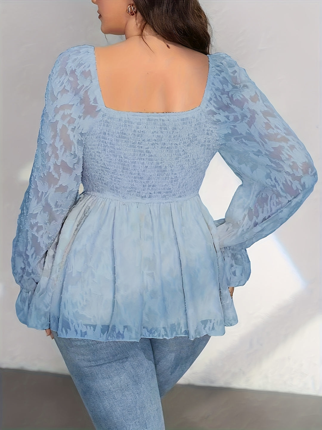 Elegant Long-Sleeve Blouse For Women With Lace Design