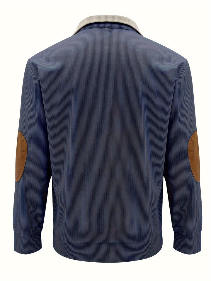 Men's Trendy Patchwork Long Sleeve Henley Shirt-Bennys Beauty World