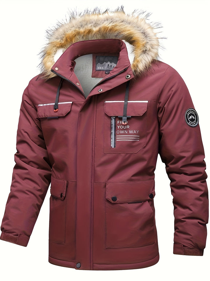 Men's Casual Warm Padded Jacket With Detachable Hood-Jacket-Bennys Beauty World