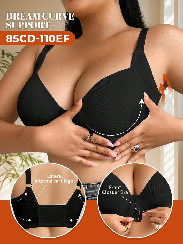 Women's Plus Size Underwire Front Closure Adjustable Bra