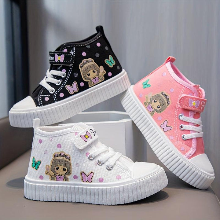 Adorable Butterfly Print Canvas Sneakers for Girls - Lightweight, Non-Slip, Perfect for Everyday & Casual Wear-Bennys Beauty World