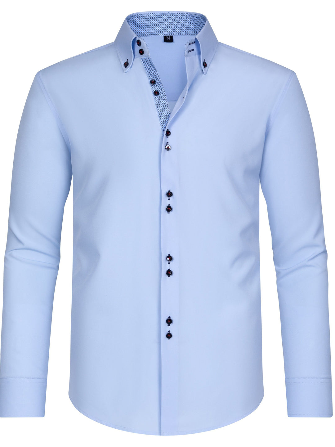 Men's Solid Color Lapel Collar Design Dress Shirts, Long Sleeve Casual Button Down Shirt For Formal Occasions-Bennys Beauty World