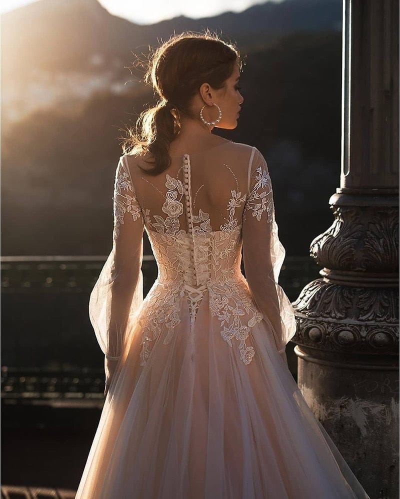 A-line Wedding Dress Light Pink Wedding Gowns Bennys Beauty World