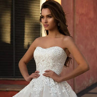 A-line Wedding Dresses Lace Back Vintage Bridal Gowns Bennys Beauty World