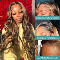 13x6 Hd Lace Frontal Wig Honey Blonde Body Wave Wig-Wig-Bennys Beauty World