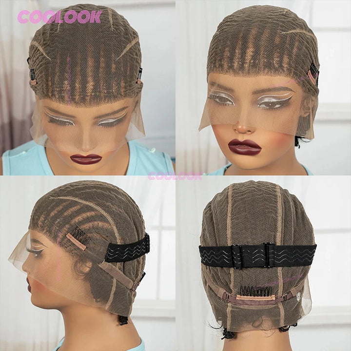 8" Short Cornrow Braided Bob Wig – Full Lace Synthetic
