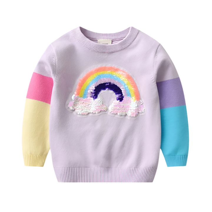 Kids Cartoon Rainbow Sequins Sweater