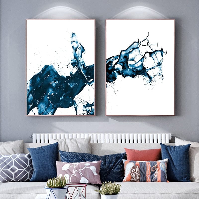 Abstract Blue Splash Paint Water Canvas Poster Home Decoration Bennys Beauty World