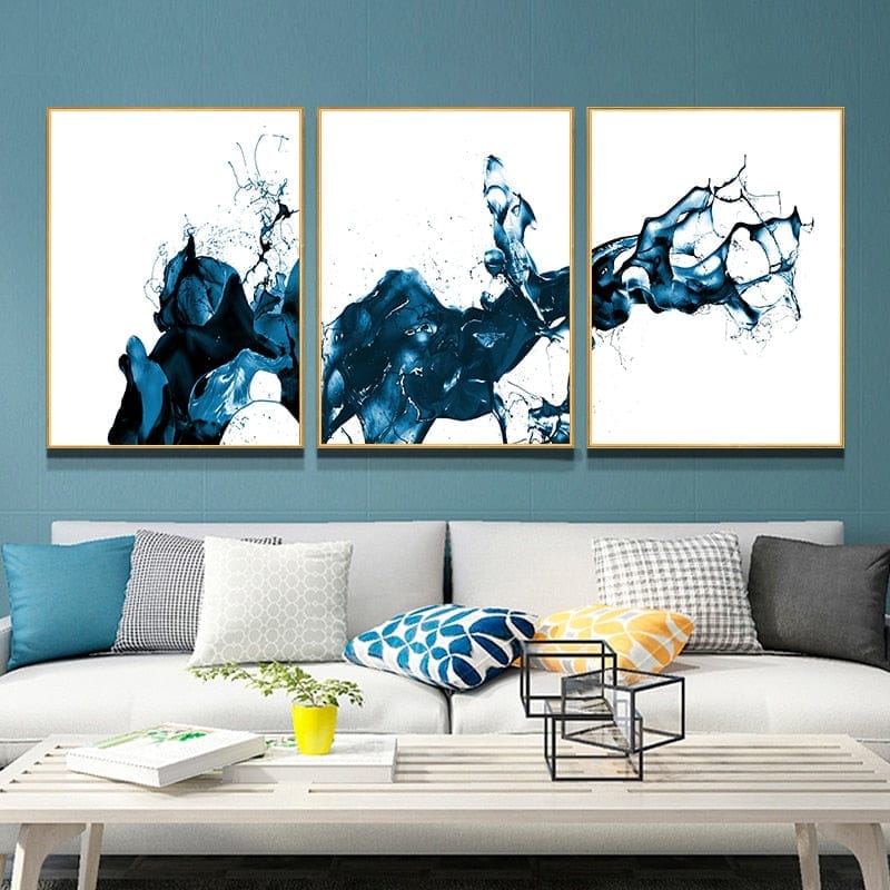 Abstract Blue Splash Paint Water Canvas Poster Home Decoration Bennys Beauty World