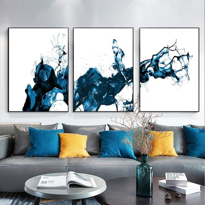 Abstract Blue Splash Paint Water Canvas Poster Home Decoration Bennys Beauty World