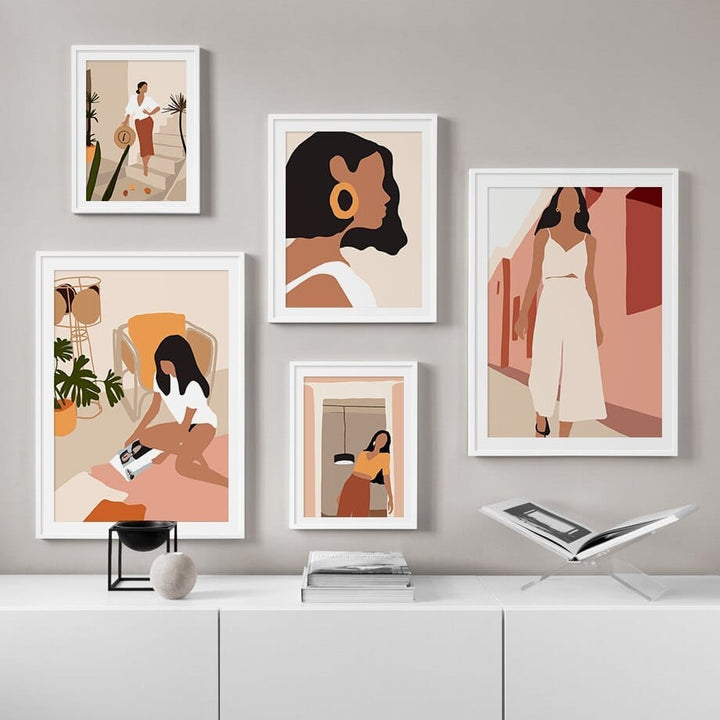 Abstract Fashion Vintage Girl Minimalist Wall Art Canvas Bennys Beauty World