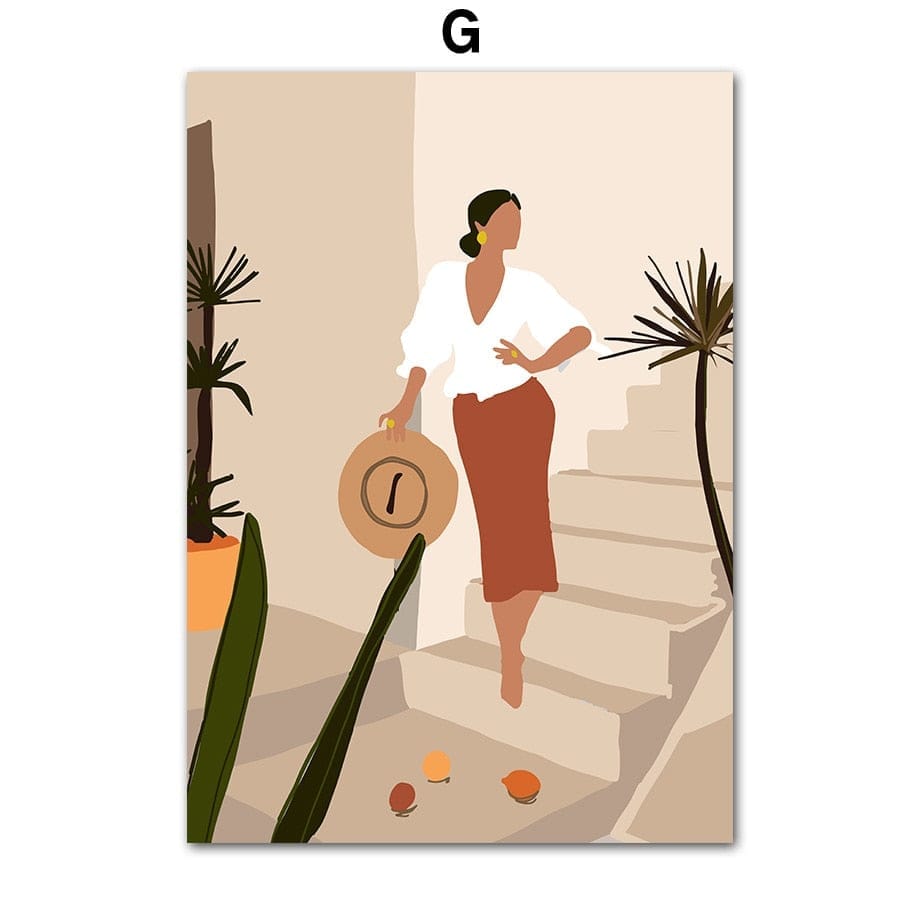 Abstract Fashion Vintage Girl Minimalist Wall Art Canvas Bennys Beauty World