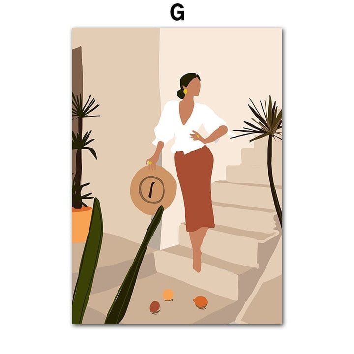 Abstract Fashion Vintage Girl Minimalist Wall Art Canvas Bennys Beauty World