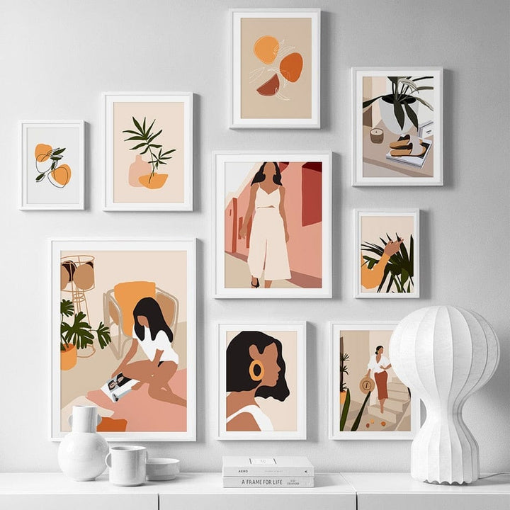 Abstract Fashion Vintage Girl Minimalist Wall Art Canvas Bennys Beauty World