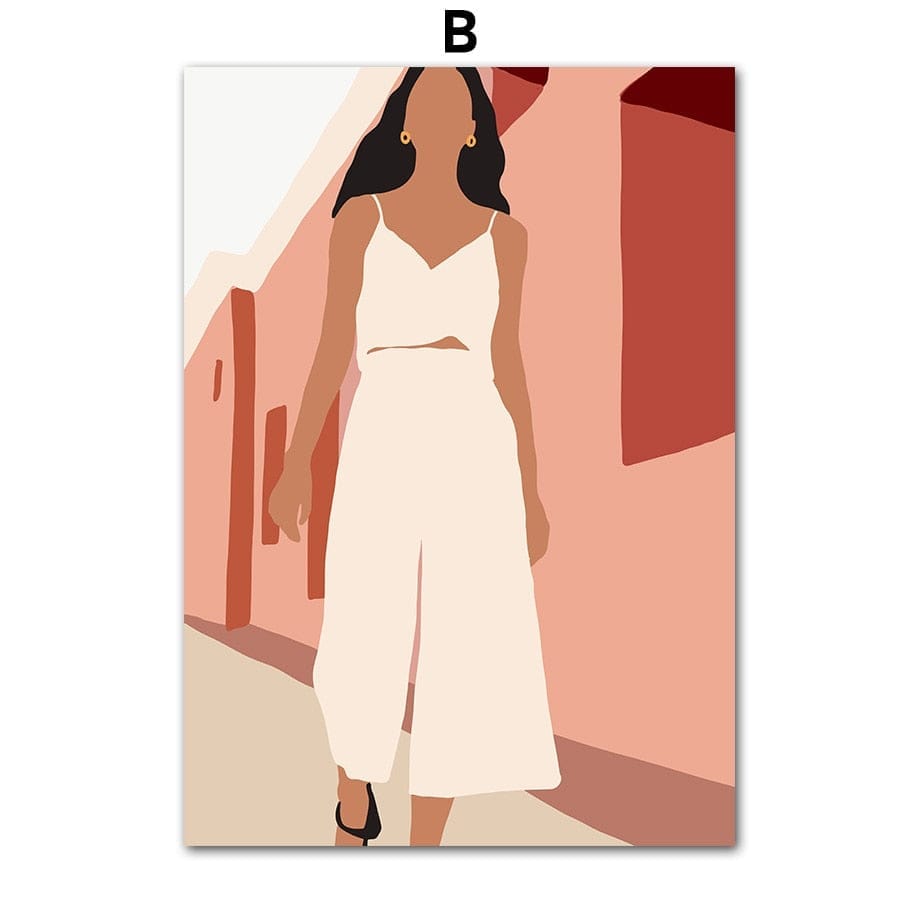 Abstract Fashion Vintage Girl Minimalist Wall Art Canvas Bennys Beauty World
