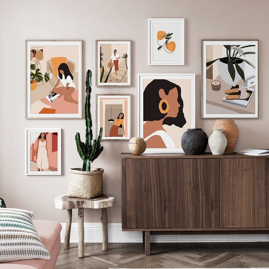 Abstract Fashion Vintage Girl Minimalist Wall Art Canvas Bennys Beauty World