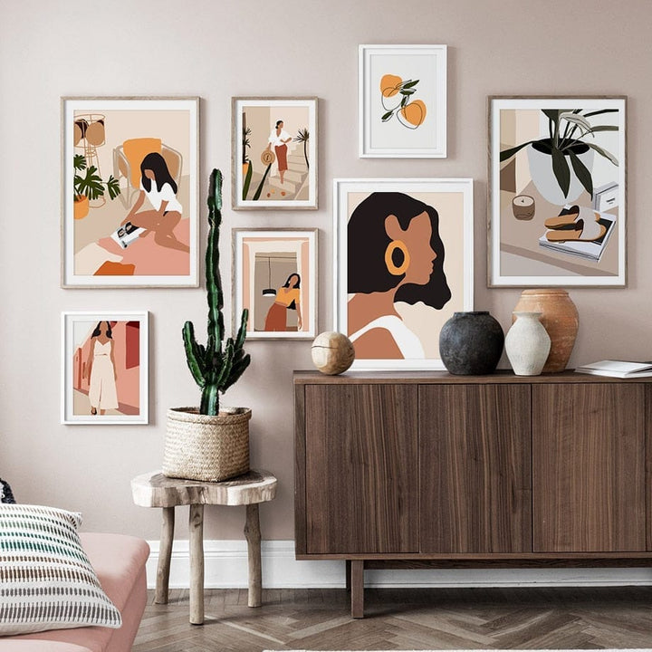 Abstract Fashion Vintage Girl Minimalist Wall Art Canvas Bennys Beauty World