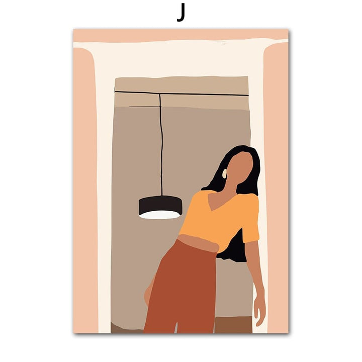 Abstract Fashion Vintage Girl Minimalist Wall Art Canvas Bennys Beauty World