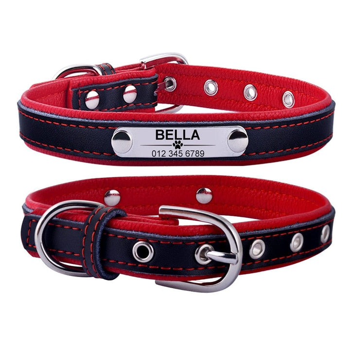 Adjustable Personalized Dog Collar Leather Puppy ID Name Custom Engraved XS-L Bennys Beauty World