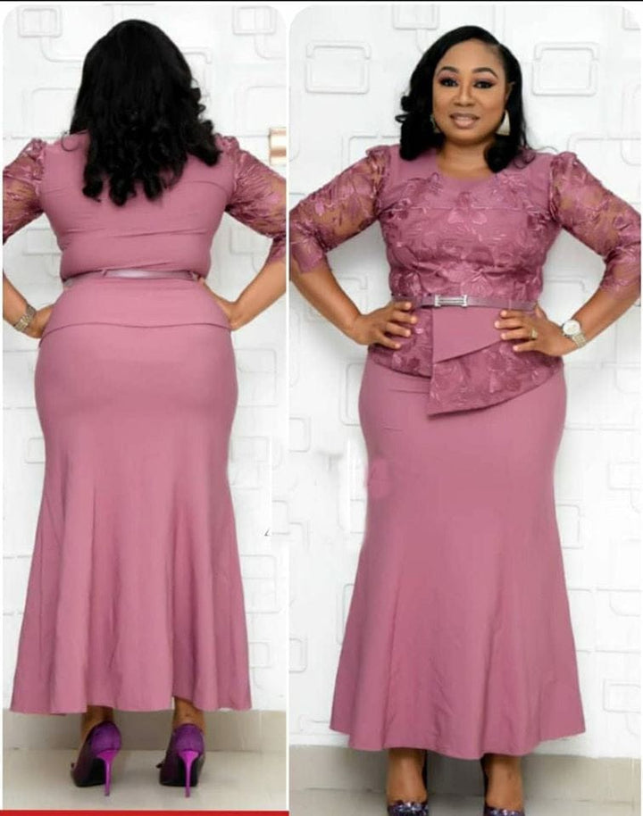 Africa Ethnic Plus Size Women's Clothing African Lace Fabric Long Dress Bennys Beauty World