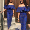 African Clothes Women Blue Color Ruffles Strapless Off Shoulder Jumpsuit Bennys Beauty World