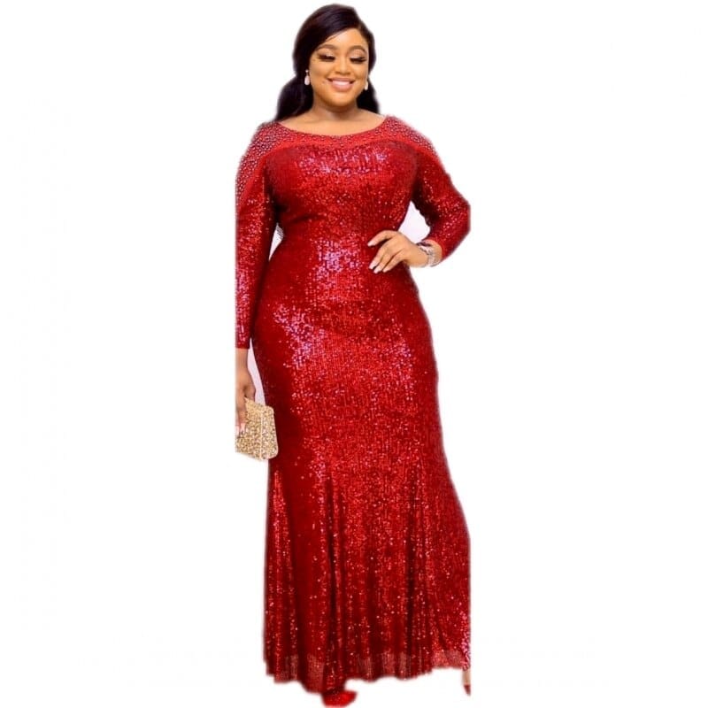African Dresses For Women High Quality  Fashion Sequin Dress For Ladies Bennys Beauty World