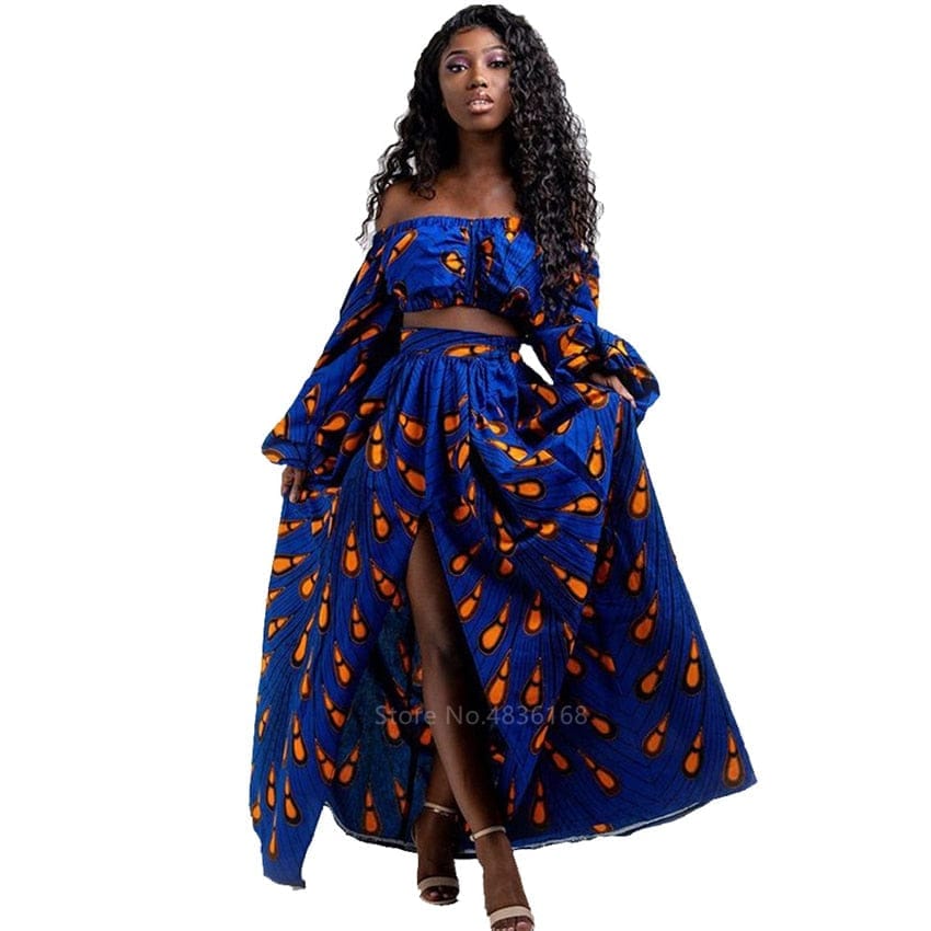 African Dresses for Women Autumn 2-piece Set Lady Full Sleeve Dress Bennys Beauty World