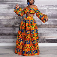 African Dresses for Women Autumn 2-piece Set Lady Full Sleeve Dress Bennys Beauty World