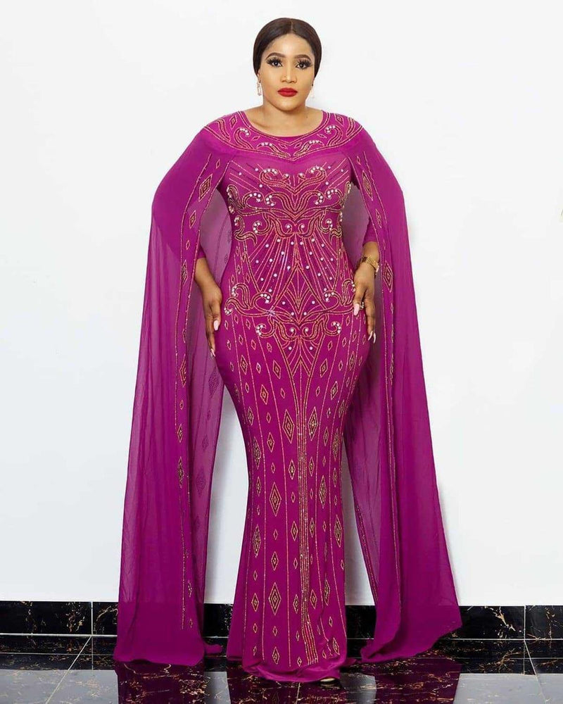 African Fashion Style Pencil Dress  Chiffon Female Long Dress Bennys Beauty World