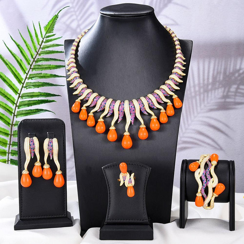 African/Indian Wedding Party Crystal Zircon Jewelry Sets For Women Bennys Beauty World