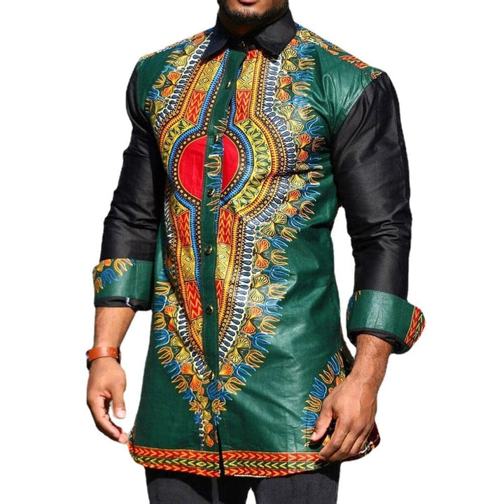 African Men's 3d dashiki Dresses Long-sleeved Shirt BENNYS 