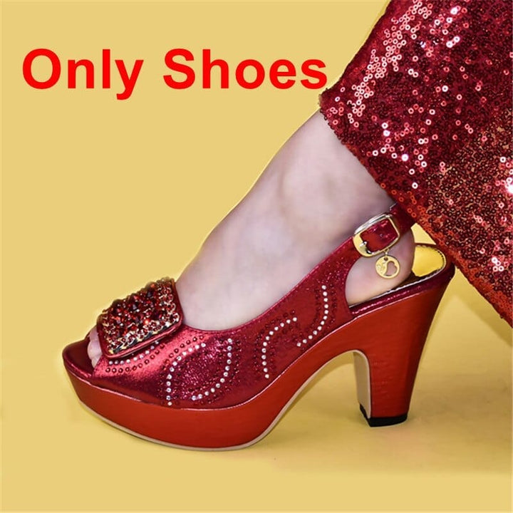 African Party Shoe and Bag Set Fashion Italian Women Wedding Pumps Bennys Beauty World