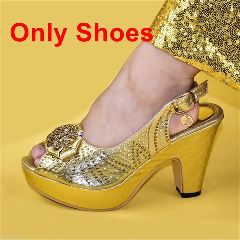 Ladies Diamond High Heel Shoes Summer Style African Women Matching Italian Peep  Toe Shoes and Bag Set for Party - China Shoes and Bag Set and Wholesale  Matching Shoes and Handbags price
