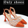 African Women's Orange Color Elegant High Heels Shoes And Bag Set Bennys Beauty World