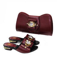 African Womens Low Heel Comfortable Shoes and Bags Set Bennys Beauty World