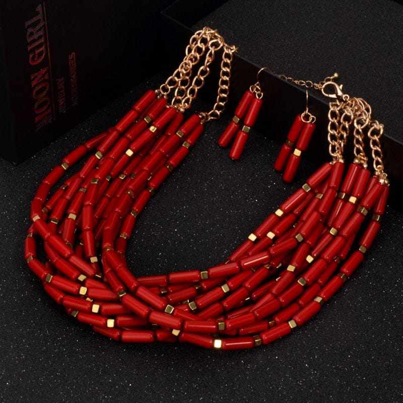 African choker Necklace/Earrings Set For women Bennys Beauty World