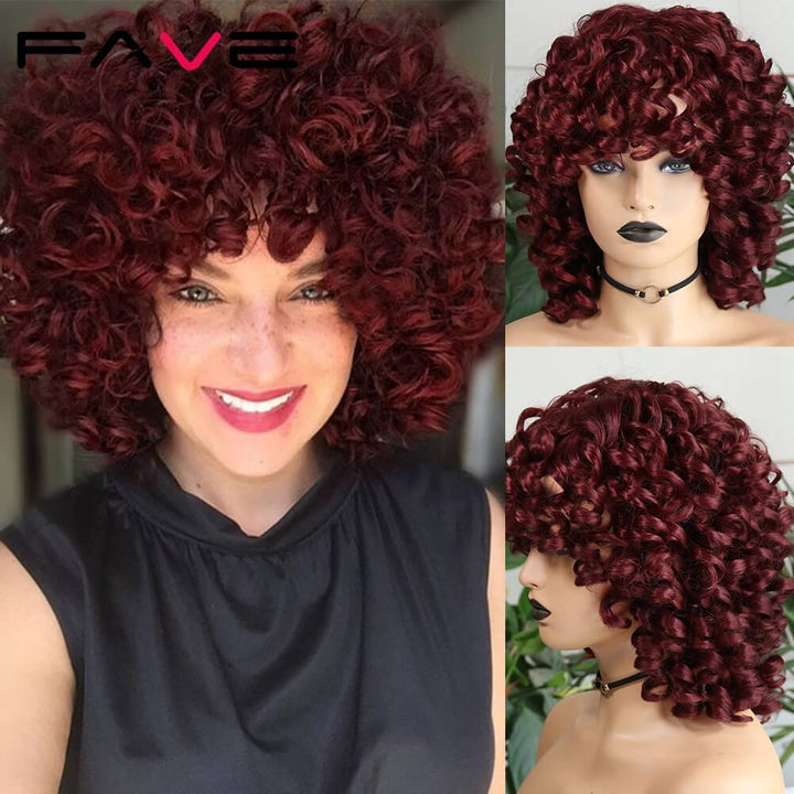 Afro Kinky Curly Wig Short Synthetic With Bangs Bennys Beauty World