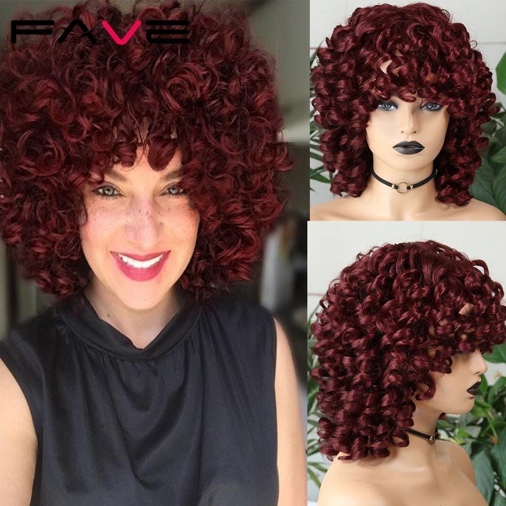 Afro Kinky Curly Wig Short Synthetic With Bangs Bennys Beauty World