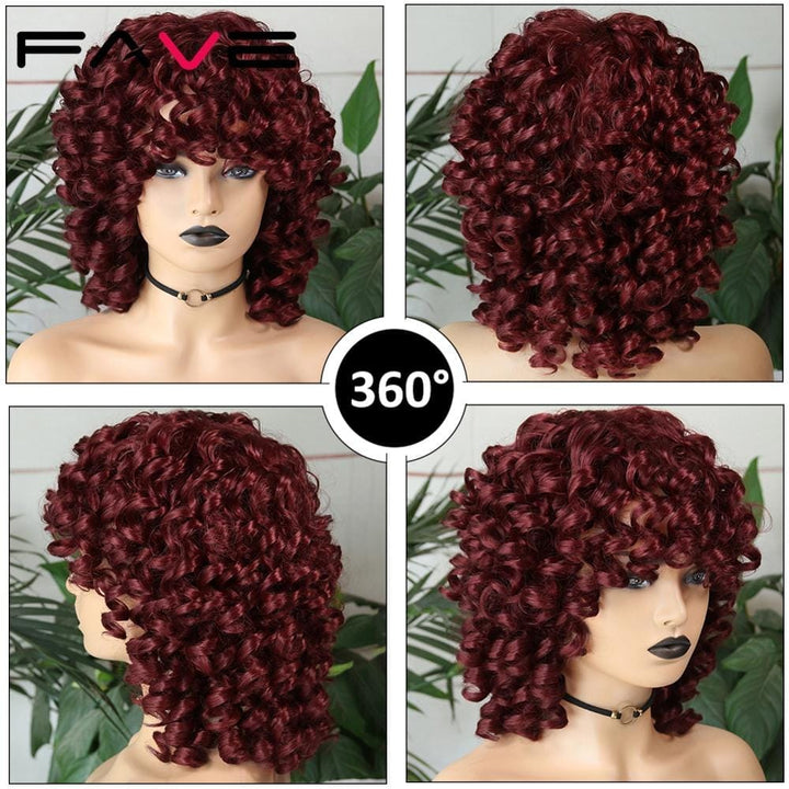 Afro Kinky Curly Wig Short Synthetic With Bangs Bennys Beauty World