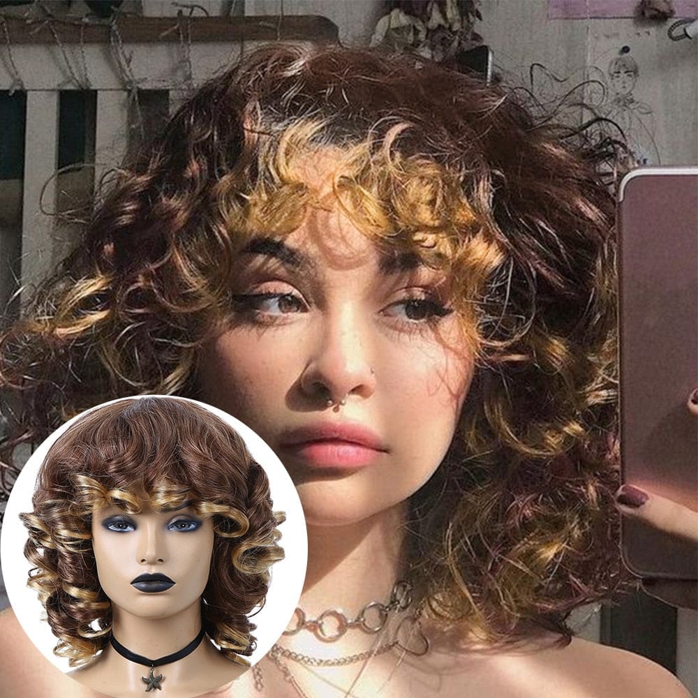 Afro Kinky Curly Wig Short Synthetic With Bangs Bennys Beauty World