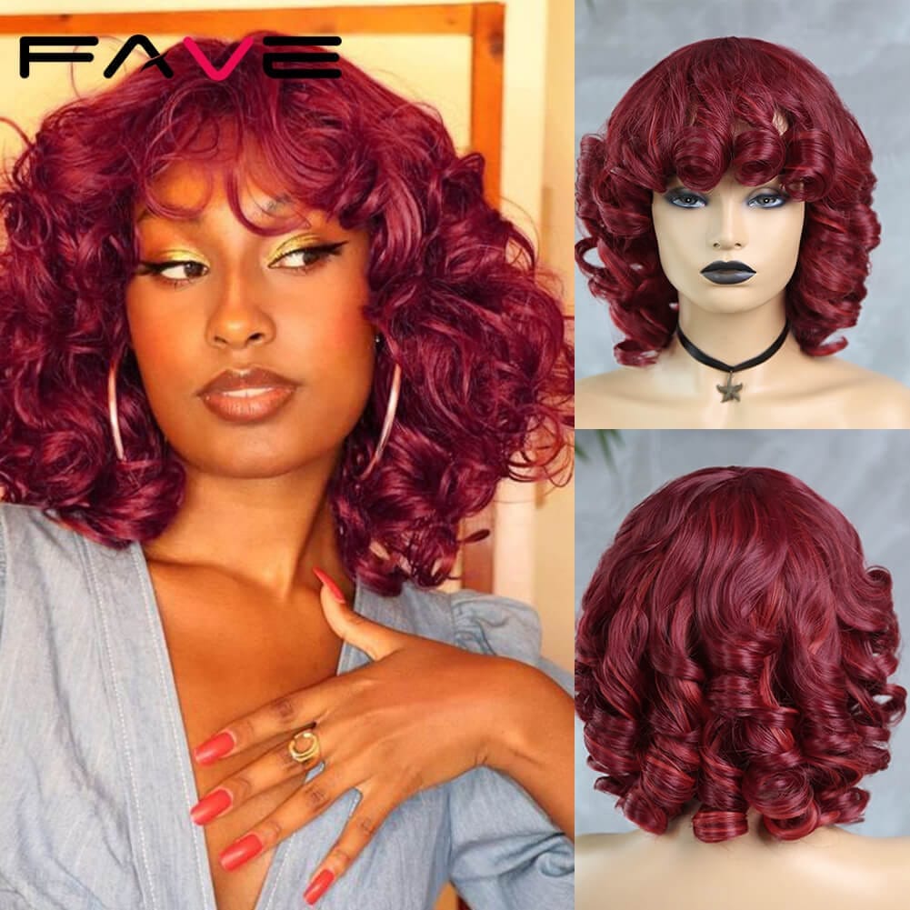 Afro Kinky Curly Wig Short Synthetic With Bangs Bennys Beauty World