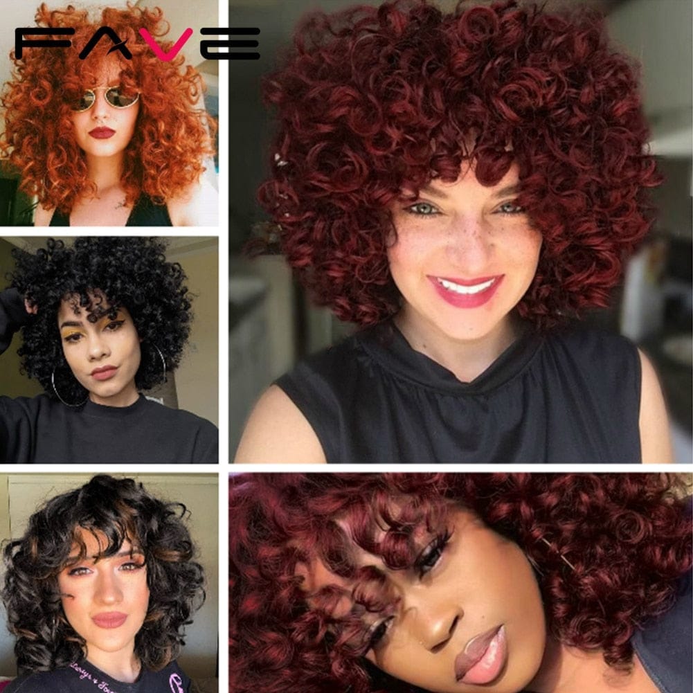 Afro Kinky Curly Wig Short Synthetic With Bangs Bennys Beauty World