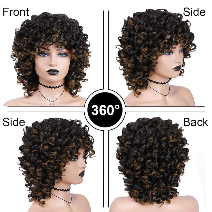 Afro Kinky Curly Wig Short Synthetic With Bangs Bennys Beauty World